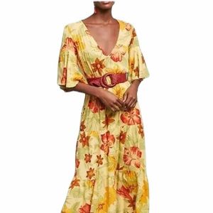 FAITHFULL THE BRAND Tropical Leaves Maxi Dress Med